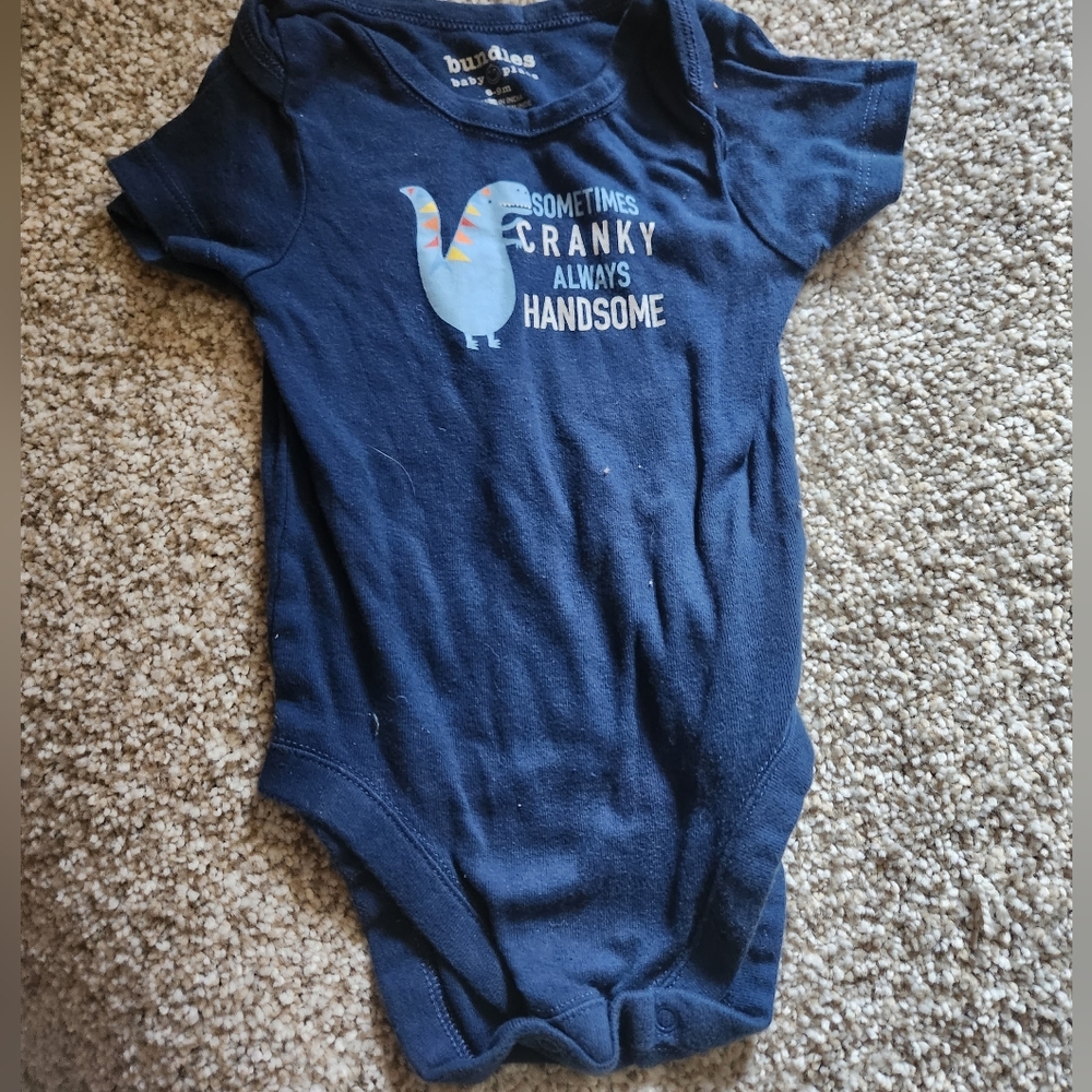 Baby Place Dinosaur onesie Sometimes Cranky Always Handsome. 6-9 months.